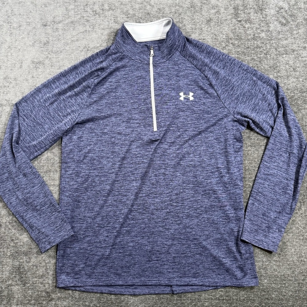 Under Armour Men's Large Blue Performance Quarter Zip Pullover HeatGear Loose